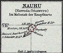 German map of Nauru, 1897. Schutzgebiet der Marshall-Inseln-Deutscher Kolonialatlas 1897-Nauru.jpg