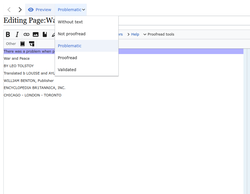 Screenshot of preview and page status module in action in ProofreadPage EditInSequence mode