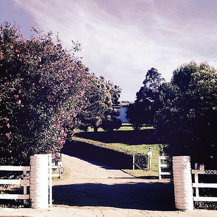 The entrance to Shangri-La Studios in 2016. The Band had the ranch house on the Shangri-La property converted into a recording studio in 1974.