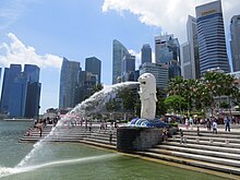 The Merlion, the official mascot of Singapore Singapore Merlion.jpg