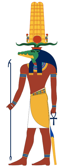 Sobek is dikwels uitgebeeld as ’n man met die kop van ’n krokodil.