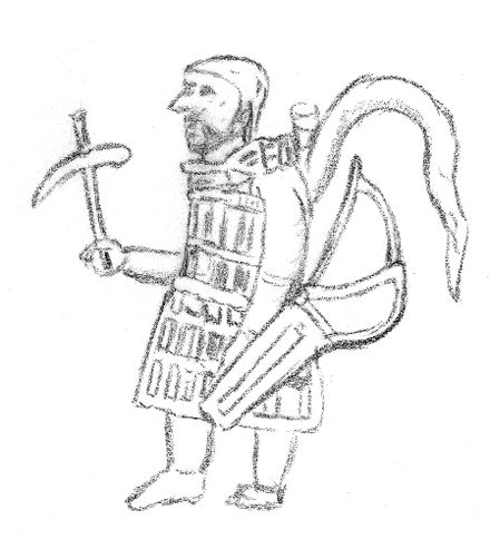 King Spalirises standing in armour. From his coins and . He holds the ankus in the right hand. SpalirisesStandingInArmour.jpg