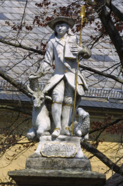 Szent Vendel szobra a memmelsdorfi plébániatemplomnál