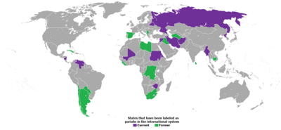 Map of pariah states States considered pariahs.png