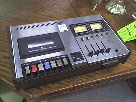 Typical Teac top loading stereo cassette deck from mid-1970s