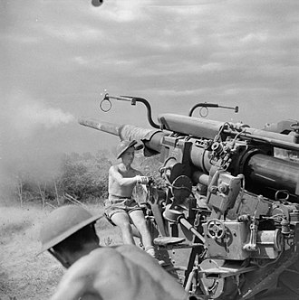 A 3.7-inch HAA gun firing in the ground support role in Italy. The British Army in Italy 1944 NA18197.jpg