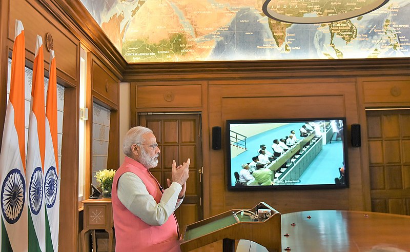 File:The Prime Minister, Shri Narendra Modi at the Video Conference with Heads of Government from South Asian Nations, to mark the launch of the South Asia Satellite, in New Delhi on May 05, 2017 (1).jpg