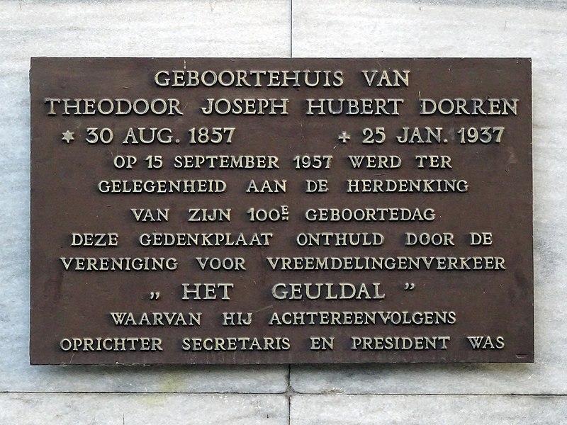 File:Theodoor Joseph Hubert Dorren plaque Grotestraat Centrum 51, Valkenburg.jpg