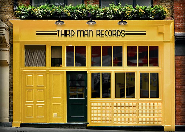 The front facade of the Third Man Records store at 1 Marshall Street in Soho, London