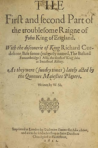 <i>The Troublesome Reign of King John</i> Elizabethan history play