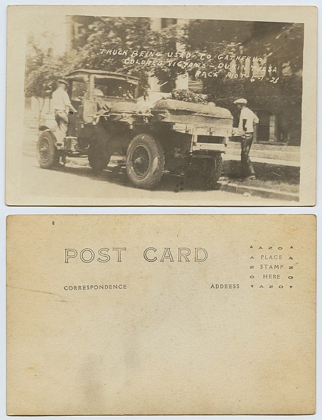 File:Truck Being Used to Gather up Colored Victims - During Tulsa Race Riot, 6-1-21 (14206580148).jpg