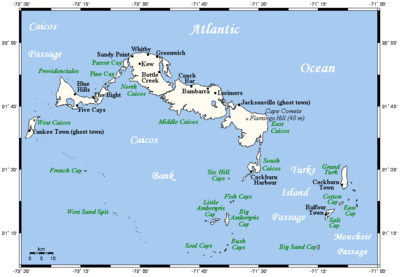 Where are the Turks and Caicos Islands located?