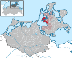 Elhelyezkedése Mecklenburg-Elő-Pomeránia térképén