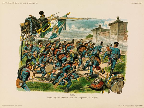 Bavarian infantry at the Battle of Wissembourg, 1870