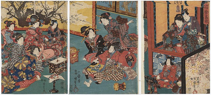 File:Utagawa Kunisada II - New Year Amusements - A Manzai Dance for Murasaki.jpg