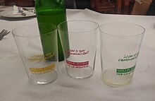 Colour-coded cider glasses. Vasos de sidra.jpg