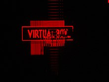 The start-up screen of the Virtual Boy is affected by a visual glitch Virtual Boy glitch in right eyepiece.jpg