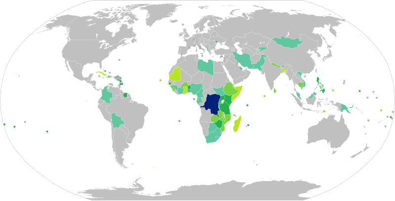 Visa requirements for Democratic Republic of the Congo citizens holding ordinary passports
.mw-parser-output .legend{page-break-inside:avoid;break-inside:avoid-column}.mw-parser-output .legend-color{display:inline-block;min-width:1.25em;height:1.25em;line-height:1.25;margin:1px 0;text-align:center;border:1px solid black;background-color:transparent;color:black}.mw-parser-output .legend-text{}
Democratic Republic of the Congo
Visa not required
Visa on arrival
eVisa
Visa available both on arrival or online
Visa required Visa requirements for DR Congo citizens.svg