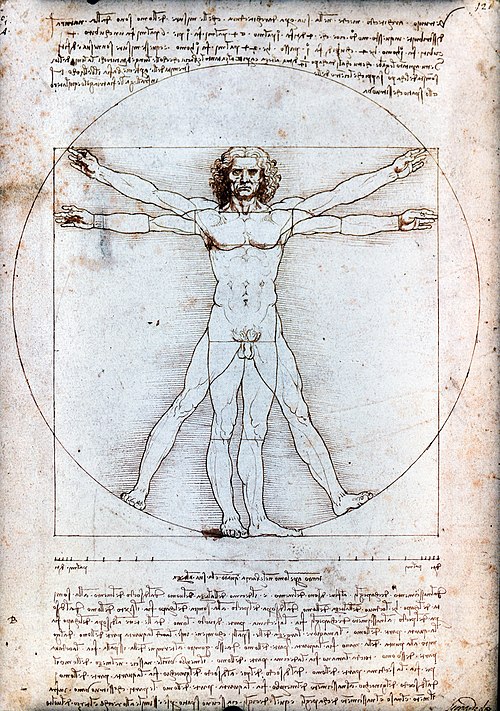 "Uomo vitruviano" di Leonardo da Vinci, ca.1490