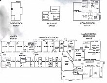 The floor plan for the Clovis Sanitarium/Nursing Home complex that includes the mansion and the attached hospital wing. Wolfe Manor - Nursing Home Floor Plan.jpg