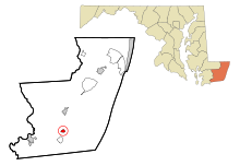 Worcester County Maryland Incorporated and Unincorporated areas Girdletree Highlighted.svg