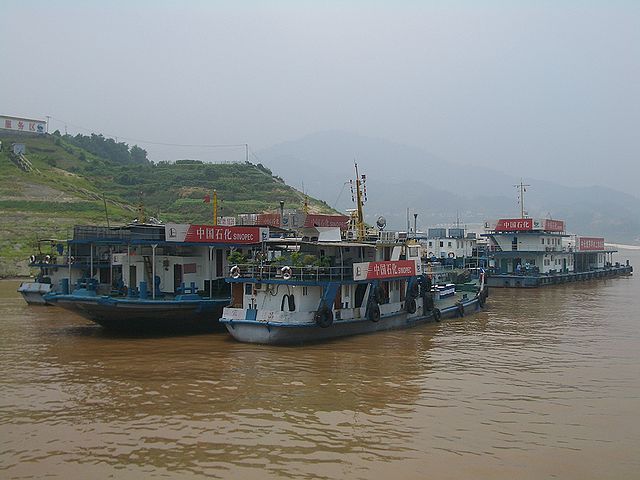 A fuel station in Zigui County on the Yangtze River