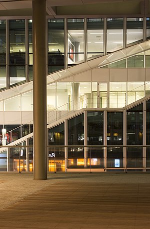 An abstract view of office buildings in the Zuidas district of Amsterdam, the Netherlands.