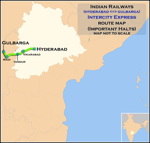 (Hyderabad - Gulbarga) Intercity Express route map.png