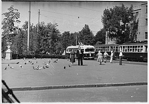 Трамвай типу «Х-М» (№ 203-638), вул. Правди, (1950-ті)