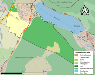 Mapa de colores que muestra el uso de la tierra.