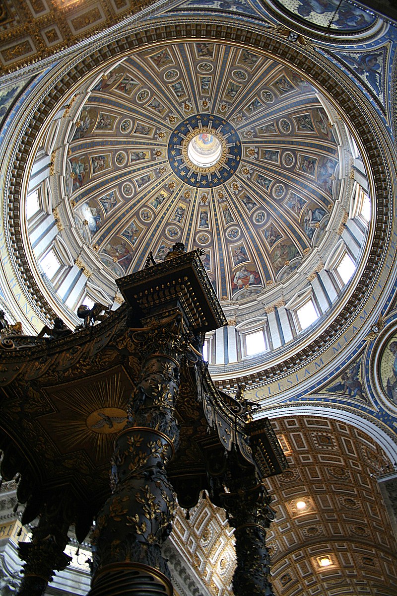 Le Vatican : Place et basilique Saint Pierre, à Rome  800px-0_Coupole_-_Basilique_St-Pierre_-_Vatican_%282%29