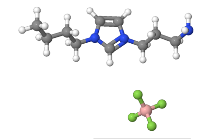 1-butyl-3-propylamineimidazolium tetrafluoroborate is a task-specific ionic liquid for use in CO2 separation. 1-butyl-3-propylamineimidazolium-tetrafluoroborate-balls.png