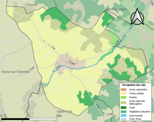 Barevná mapa znázorňující využití půdy.