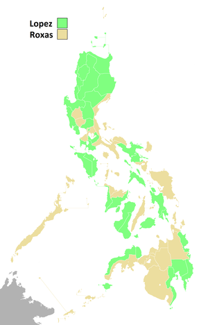 1965 Philippine vice presidential election results per province.png