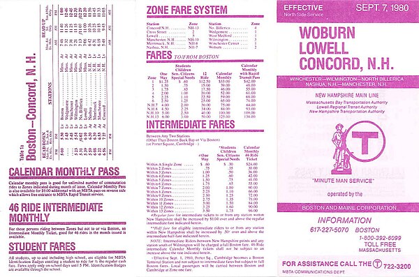 For a time in 1980-81, some MBTA Commuter Rail trains routed on the New Hampshire Main ran as far up as Concord.