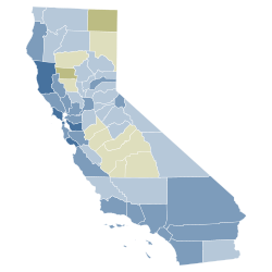 Electoral results by county. 2008 California Proposition 2 results map by county.svg