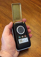 Wah Chang's futuristic communicator, a design influence on contemporary clamshell cellular phones.