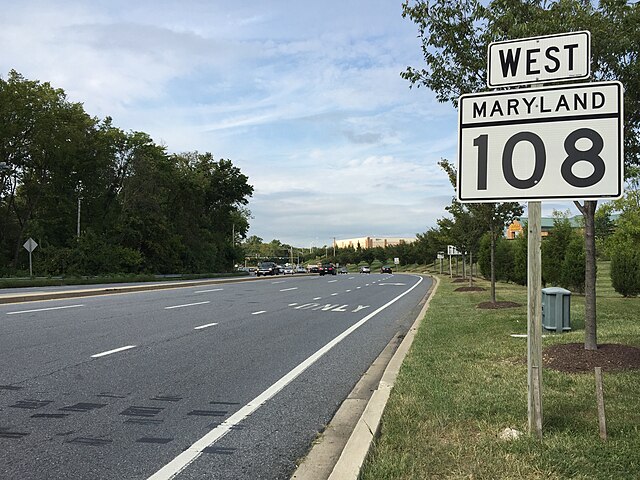 MD 108 westbound past its eastern terminus at MD 175 in Columbia