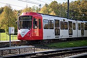 De Keulse U-Bahn Düwag Stadtbahnwagen B tijdens het rijden