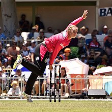 Australia's Ashleigh Gardner was player of the match for her 33* and three wickets. 2018-19 WBBL PS v SS 19-01-06 Gardner (11).jpg