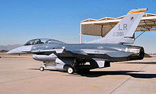 944th Fighter Wing F-16 Fighting Falcon taxis onto the runway at Luke AFB 302d Fighter Squadron General Dynamics F-16D Block 32H Fighting Falcon 87-0381.jpg