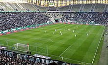 The Tricity Derby, contested by Arka Gdynia and Lechia Gdansk, is the largest football derby in Pomerania 39 Derby Trojmiasta-20180407 184643.jpg