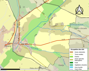 Kolorowa mapa przedstawiająca użytkowanie gruntów.