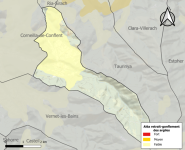 Carte des zones d'aléa retrait-gonflement des argiles.