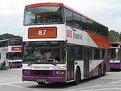 Image 132In some cities, such as in Singapore, double-decker buses are used, which have more seating capacity than a single-decker bus of equivalent length. (from Transit bus)