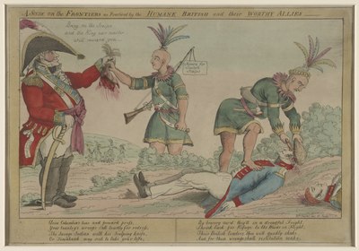 During the War of 1812, Americans accused the British Indian Department of encouraging practises that were considered barbaric, such as scalping A scene on the frontiers as practiced by the "humane" British and their "worthy" allies - Wm. Charles, del et sculp. LCCN2002708987.tif
