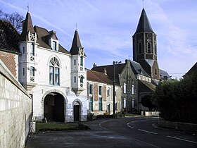 Abbey gateway and church, Ham-en-Artois, France.jpg