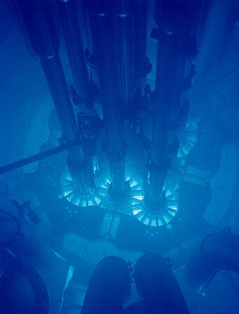 Cherenkov radiation is named for his discovery of the phenomenon; pictured here glowing is the core of the Advanced Test Reactor.