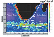 The Agulhas Return Current (ARC) meanders east from the southern tip of Africa