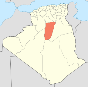 Harta provinciei Ghardaïa în cadrul Algeriei